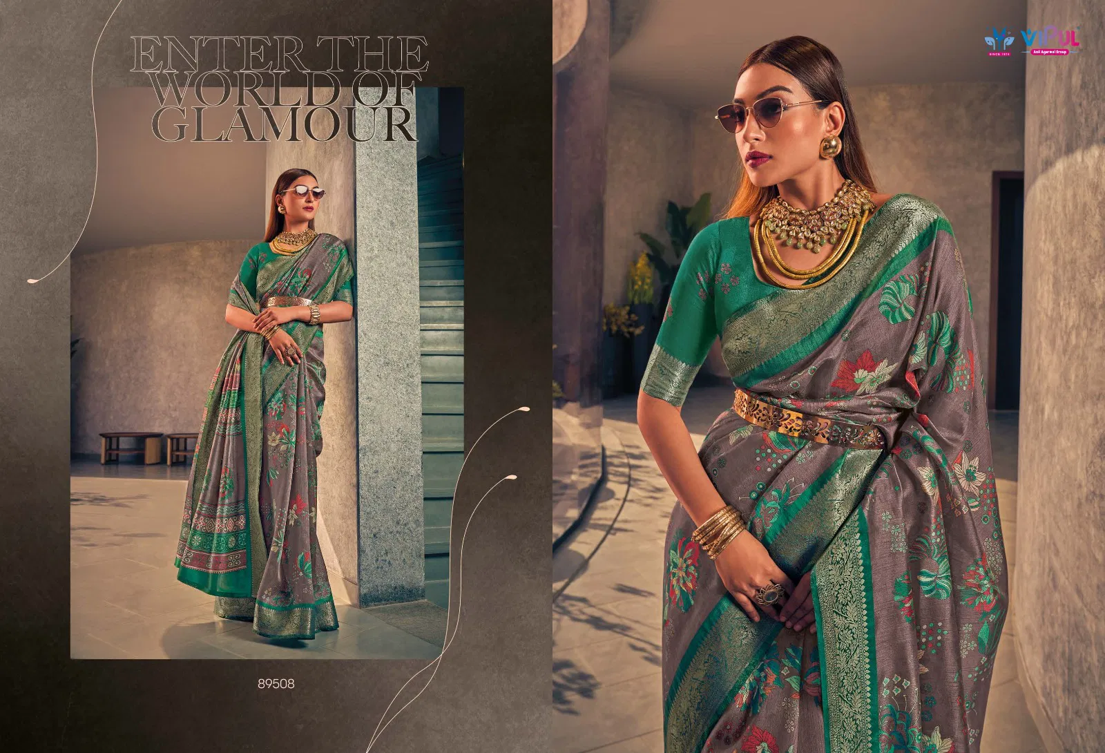 Venus Silk By Vipul Two Tone Silk Woven Border Saree Wholesalers In Delhi